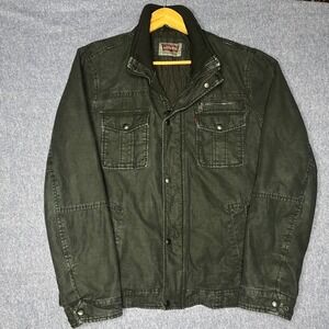 Levis Mens Field Jacket Charcoal Gray Quilted Lined Military Utility Coat Large
